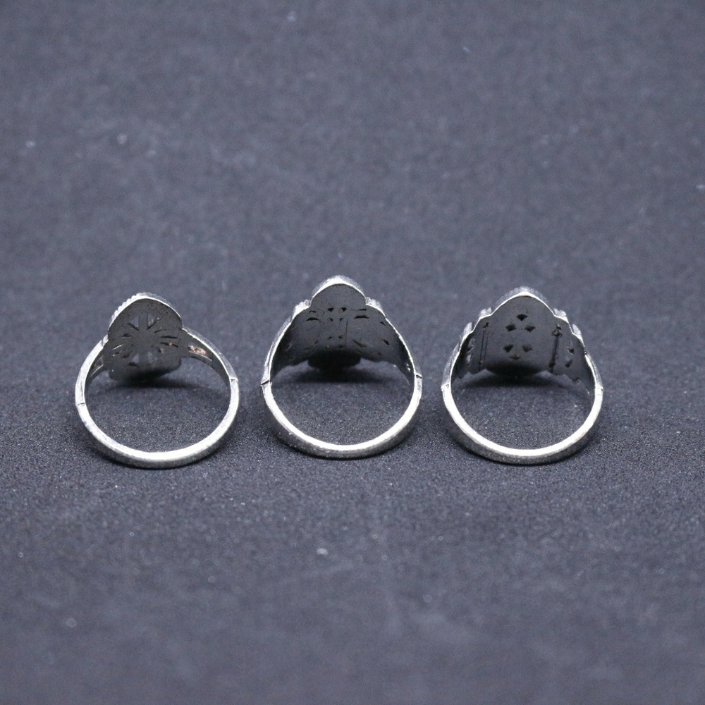 30s Style Scrollwork Silver Fashion Ring Set 8 (k) - Picture 3 of 5